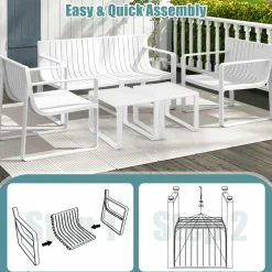 Tangkula Patio Chairs Set of 2/4, Weather-Resistant Plastic Outdoor Armchairs