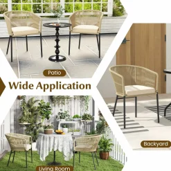 Tangkula Patio Chairs Set of 4, Upholstered Accent Chairs w/Curved Backrest