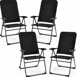 Tangkula Patio Chairs Set of 2/4, Folding Patio Dining Chairs with 7 Adjustable Backrest Positions