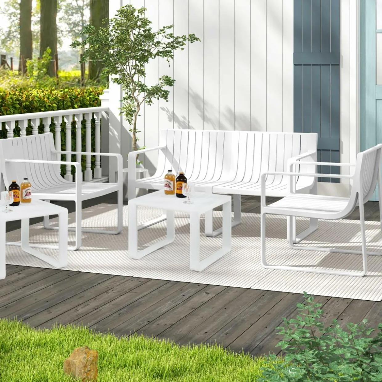 Tangkula Patio Chairs Set of 2/4, Weather-Resistant Plastic Outdoor Armchairs