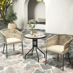 Tangkula Patio Chairs Set of 4, Upholstered Accent Chairs w/Curved Backrest