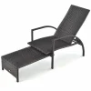 Tangkula Patio Chaise Lounge, Outdoor Rattan Lounge Chair with Retractable Ottoman