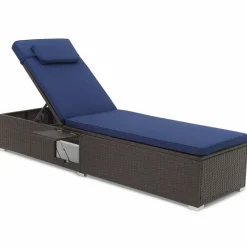 Tangkula Patio Chaise Lounge, Outdoor PE Rattan Lounge Chair w/ 6-Level Backrest