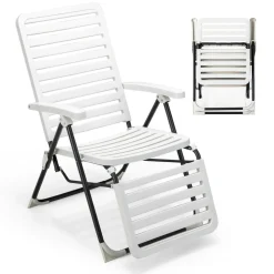 Tangkula Patio Chaise Lounge Chair, Folding Chaise Lounge Outdoor with 7-Position Backrest & Adjustable Footrest