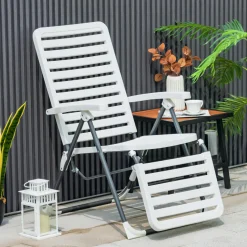 Tangkula Patio Chaise Lounge Chair, Folding Chaise Lounge Outdoor with 7-Position Backrest & Adjustable Footrest