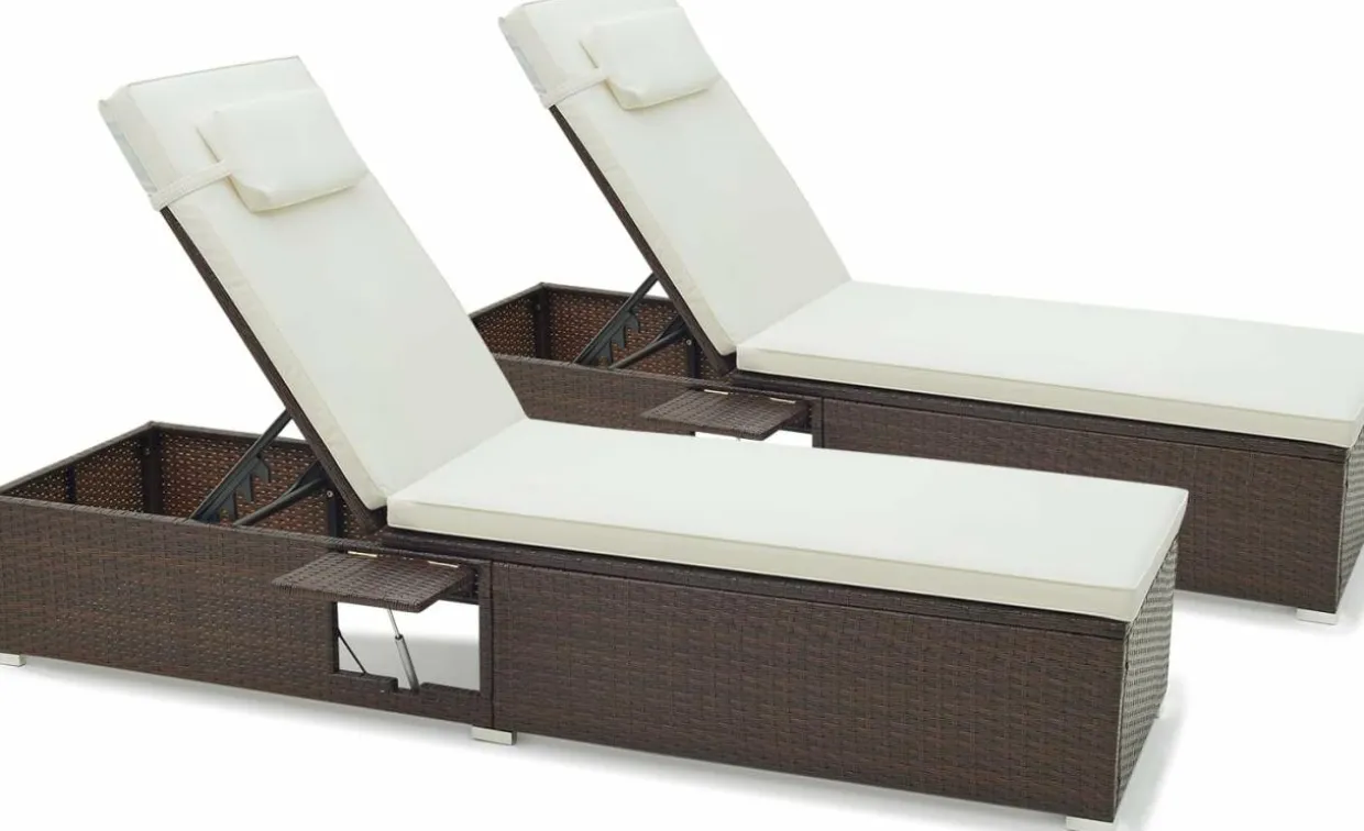 Tangkula Patio Chaise Lounge, Outdoor PE Rattan Lounge Chair w/ 6-Level Backrest