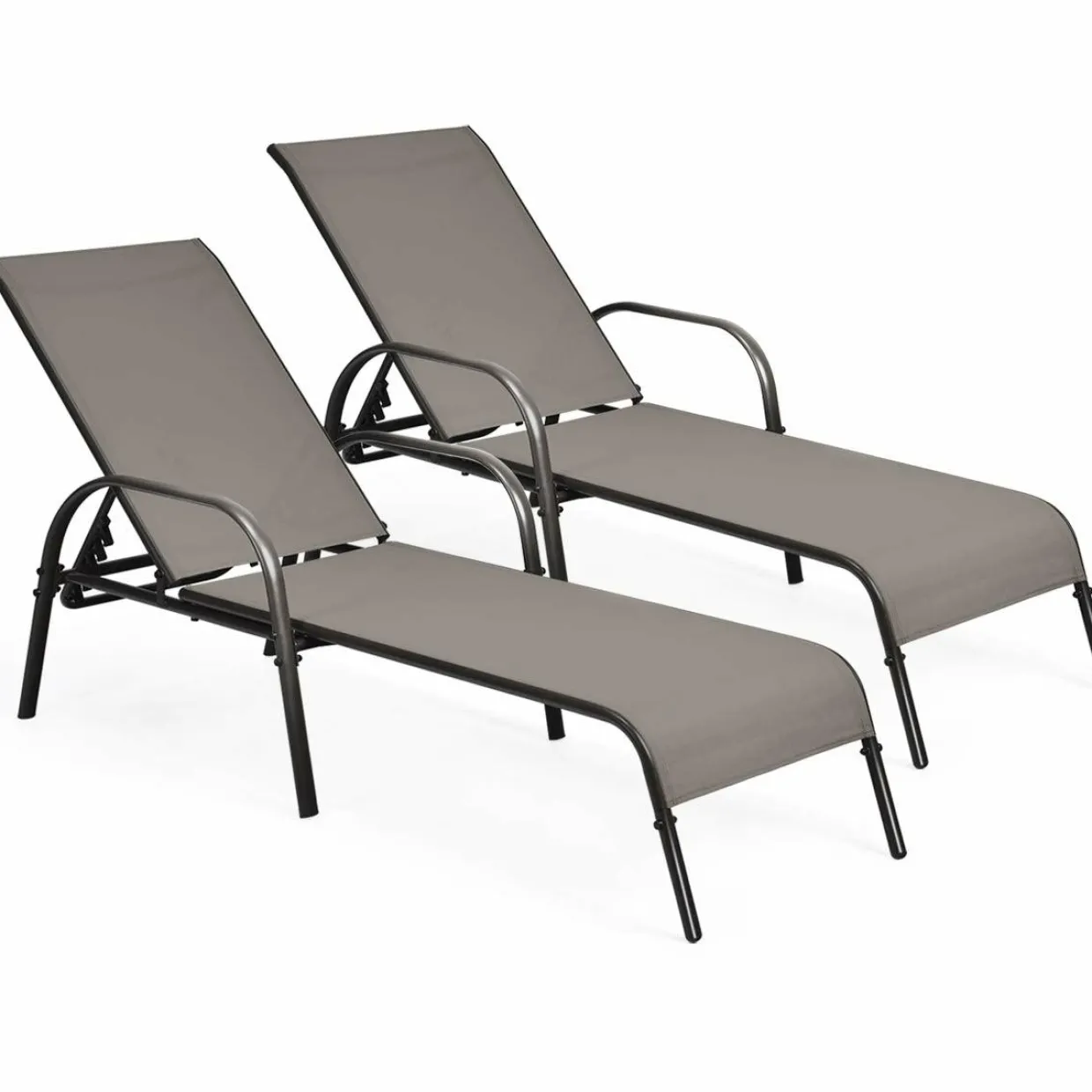 Tangkula Patio Chaise Lounge, Recliner Outdoor Lounger Chair w/Adjustable Backrest, Reclining Chair w/Heavy Duty Steel Frame