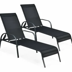 Tangkula Patio Chaise Lounge, Recliner Outdoor Lounger Chair w/Adjustable Backrest, Reclining Chair w/Heavy Duty Steel Frame