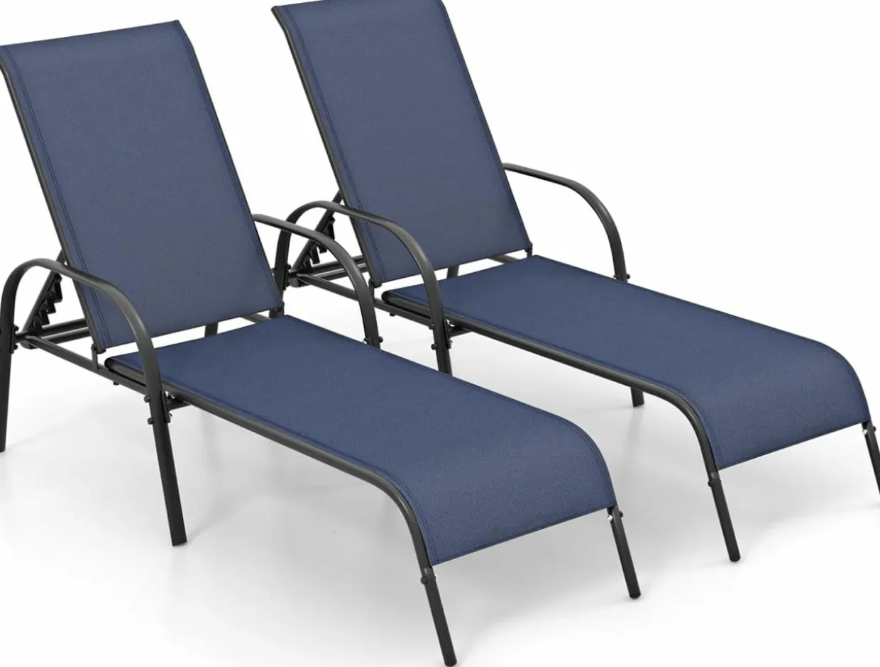 Tangkula Patio Chaise Lounge, Recliner Outdoor Lounger Chair w/Adjustable Backrest, Reclining Chair w/Heavy Duty Steel Frame