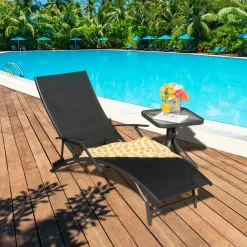 Tangkula Patio Chaise Lounge Set of 2, Outdoor Foldable and Stackable Chaise Lounge Chairs