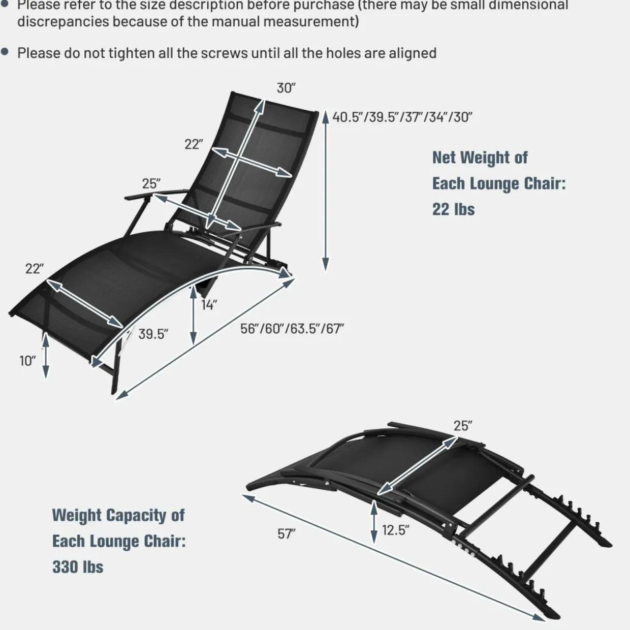 Tangkula Patio Chaise Lounge Set of 2, Outdoor Foldable and Stackable Chaise Lounge Chairs