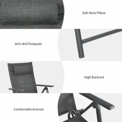 Tangkula Patio Chaise Lounge W/Wheels, Outdoor Folding Padded Lounge Chair W/ 7-Position Backrest, Removable Headrest