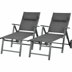 Tangkula Patio Chaise Lounge W/Wheels, Outdoor Folding Padded Lounge Chair W/ 7-Position Backrest, Removable Headrest