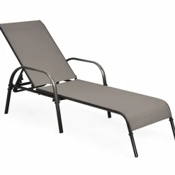 Tangkula Patio Chaise Lounge, Recliner Outdoor Lounger Chair w/Adjustable Backrest, Reclining Chair w/Heavy Duty Steel Frame