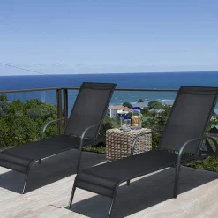 Tangkula Patio Chaise, Set of 2, Back Adjustable Weatherproof Recliner Outdoor Lounger Chair
