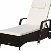 Tangkula Patio Chaise with Wheels, 6 Positions Adjustable Outdoor Lounger Chair with Steel Frame