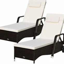 Tangkula Patio Chaise with Wheels, 6 Positions Adjustable Outdoor Lounger Chair with Steel Frame