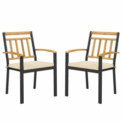 Tangkula Patio Dining Chairs Set of 2/4, Metal Outdoor Chairs, Support 400 LBS, Parallel back
