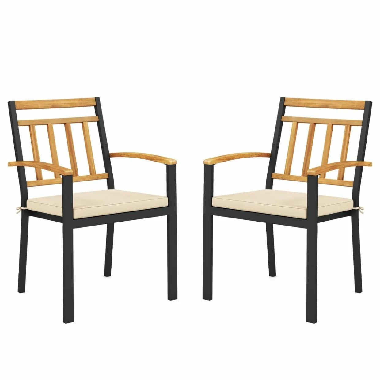 Tangkula Patio Dining Chairs Set of 2/4, Metal Outdoor Chairs, Support 400 LBS, Parallel back