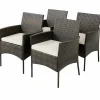 Tangkula Patio Dining Chairs Set of 4, Patiojoy Outdoor PE Weather Resistant Heavy Duty Wicker Chairs