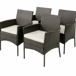 Tangkula Patio Dining Chairs Set of 4, Patiojoy Outdoor PE Weather Resistant Heavy Duty Wicker Chairs