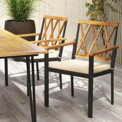 Tangkula Patio Dining Chairs Set w/Removable Padded Cushions, Support 400 LBS, Crossed back