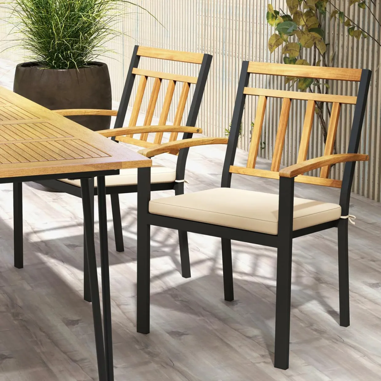 Tangkula Patio Dining Chairs Set of 2/4, Metal Outdoor Chairs, Support 400 LBS, Parallel back