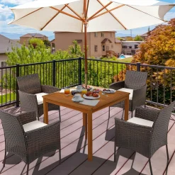 Tangkula Patio Dining Chairs Set of 4, Patiojoy Outdoor PE Weather Resistant Heavy Duty Wicker Chairs