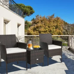 Tangkula Patio Dining Chairs Set of 4, Patiojoy Outdoor PE Weather Resistant Heavy Duty Wicker Chairs