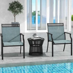 Tangkula Patio Dining Chairs Set of 2/4, All Weather Outdoor Chairs with High Back, Armrests