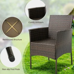 Tangkula Patio Dining Chairs Set of 4, Patiojoy Outdoor PE Weather Resistant Heavy Duty Wicker Chairs