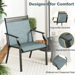 Tangkula Patio Dining Chairs Set of 2/4, All Weather Outdoor Chairs with High Back, Armrests
