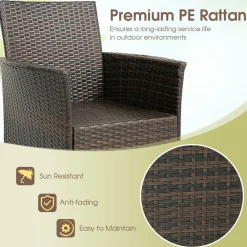 Tangkula Patio Dining Chairs Set of 4, Patiojoy Outdoor PE Weather Resistant Heavy Duty Wicker Chairs