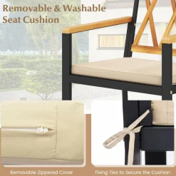 Tangkula Patio Dining Chairs Set w/Removable Padded Cushions, Support 400 LBS, Crossed back