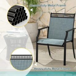 Tangkula Patio Dining Chairs Set of 2/4, All Weather Outdoor Chairs with High Back, Armrests