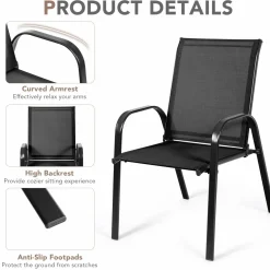 Tangkula Patio Dining Chairs, Outdoor Bistro Chairs