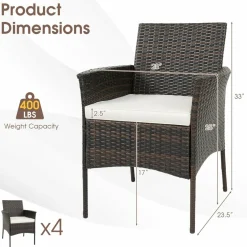 Tangkula Patio Dining Chairs Set of 4, Patiojoy Outdoor PE Weather Resistant Heavy Duty Wicker Chairs