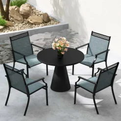Tangkula Patio Dining Chairs Set of 2/4, All Weather Outdoor Chairs with High Back, Armrests