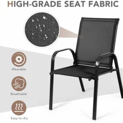 Tangkula Patio Dining Chairs, Outdoor Bistro Chairs