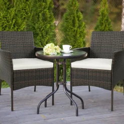 Tangkula Patio Dining Chairs Set of 4, Patiojoy Outdoor PE Weather Resistant Heavy Duty Wicker Chairs
