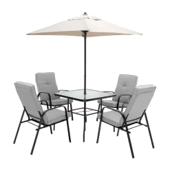 Tangkula Patio Dining Chair Set of 4, 4-Piece Stackable Upholstered Leisure Chair with Armrests