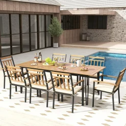 Tangkula Patio Dining Chairs Set of 2/4, Metal Outdoor Chairs, Support 400 LBS, Parallel back