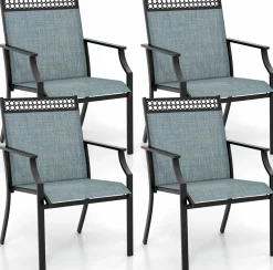 Tangkula Patio Dining Chairs Set of 2/4, All Weather Outdoor Chairs with High Back, Armrests