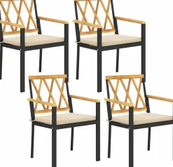 Tangkula Patio Dining Chairs Set w/Removable Padded Cushions, Support 400 LBS, Crossed back