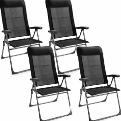 Tangkula Patio Dining Chairs, Folding Portable Chairs with Adjustable Backrest, Outdoor Camping Chair Set with Armrests & Headrest