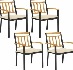 Tangkula Patio Dining Chairs Set of 2/4, Metal Outdoor Chairs, Support 400 LBS, Parallel back