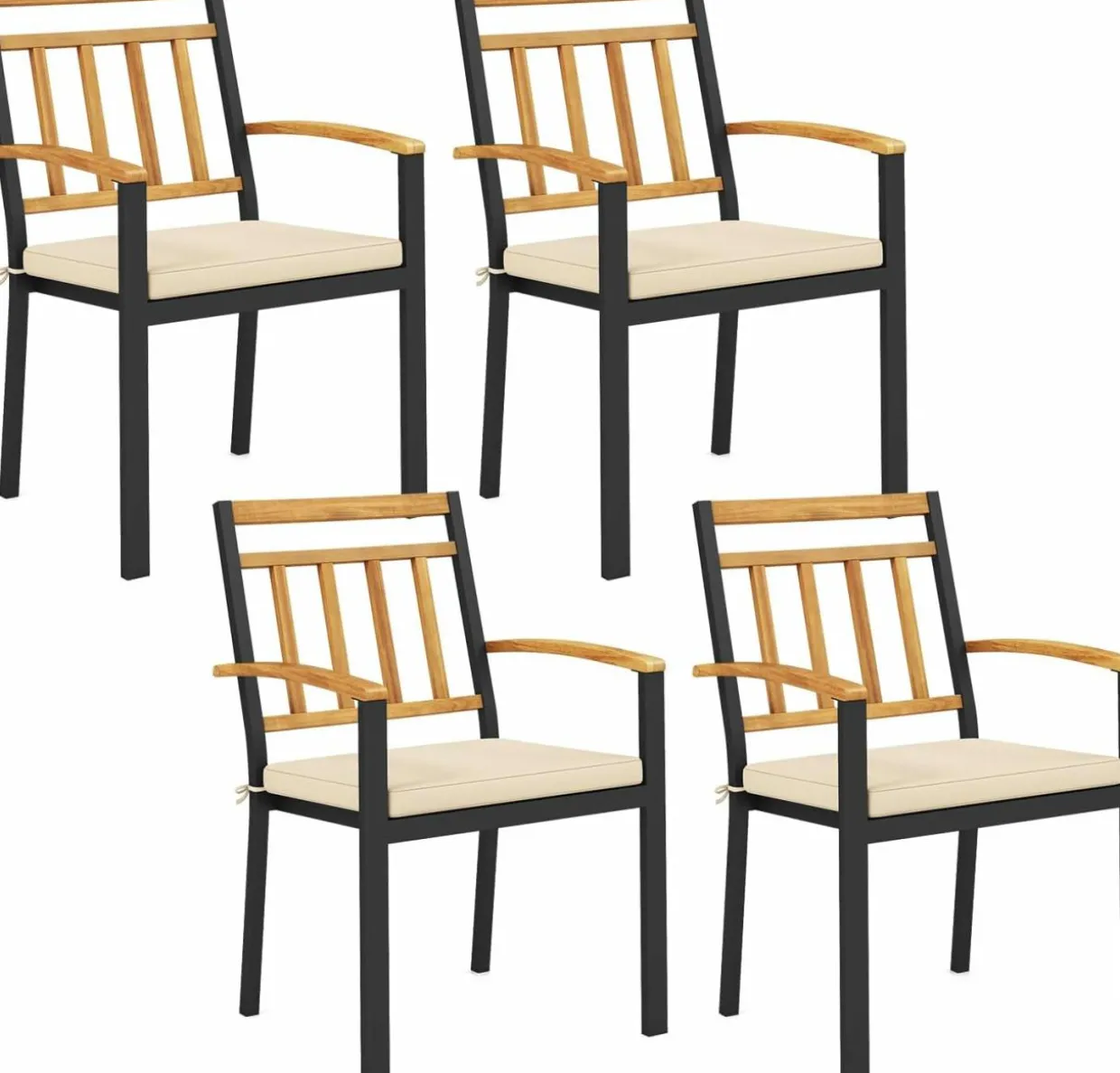 Tangkula Patio Dining Chairs Set of 2/4, Metal Outdoor Chairs, Support 400 LBS, Parallel back