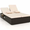 Tangkula Patio Double Chaise Lounge, Patiojoy 6 Position Adjustable Wicker Recliner Bed