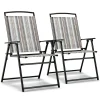 Tangkula Patio Folding Chairs Set of 2, Portable Sling Lawn Chairs with Metal Frame