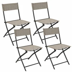 Tangkula Patio Folding Chairs Set of 4, Lightweight Camping Chairs with Breathable Seat